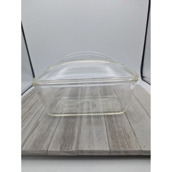 Vintage Westinghouse Clear Glass Bread Meatloaf Refrigerator Dish Dome Fin Lid - Picture 2 of 12